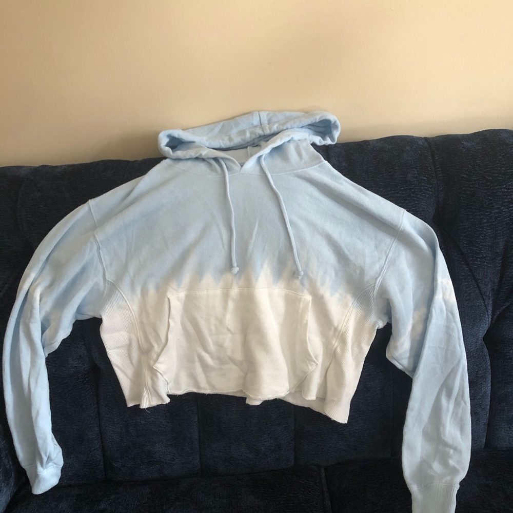 small hooded blue and white ombré
